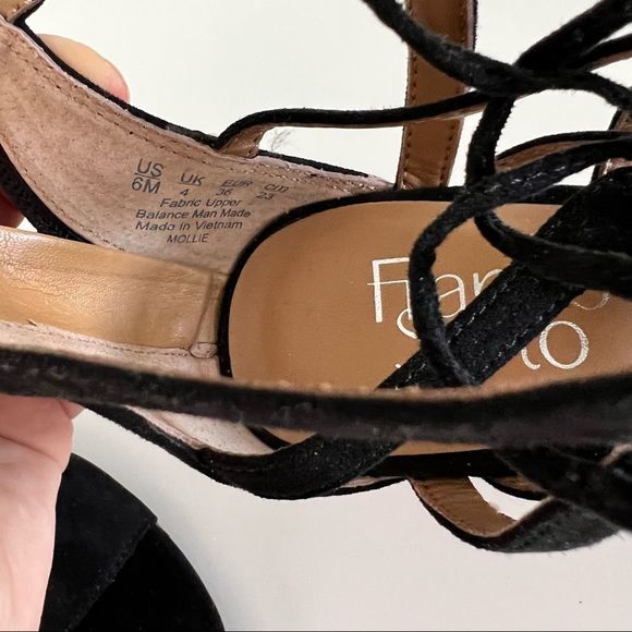 New Franco Sarto Size 6 Black Lace Up Wedge Sandals - Picture 6 of 6